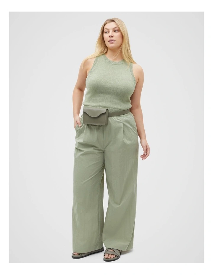 Cotton Knit Top in Pale Olive image 5