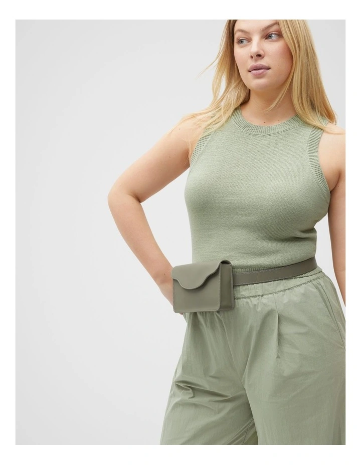 Cotton Knit Top in Pale Olive image 6