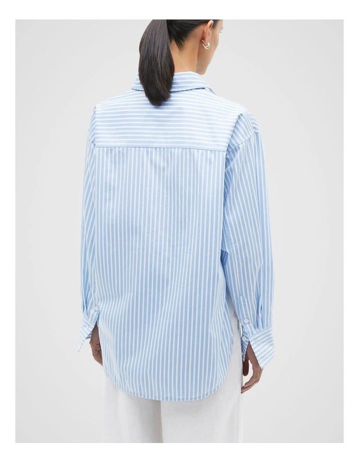Cotton Stripe Shirt in Frost Blue Stripe image 2
