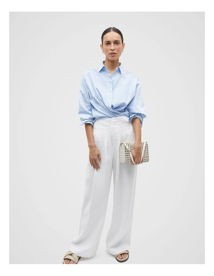 Cotton Stripe Shirt in Frost Blue Stripe image 4