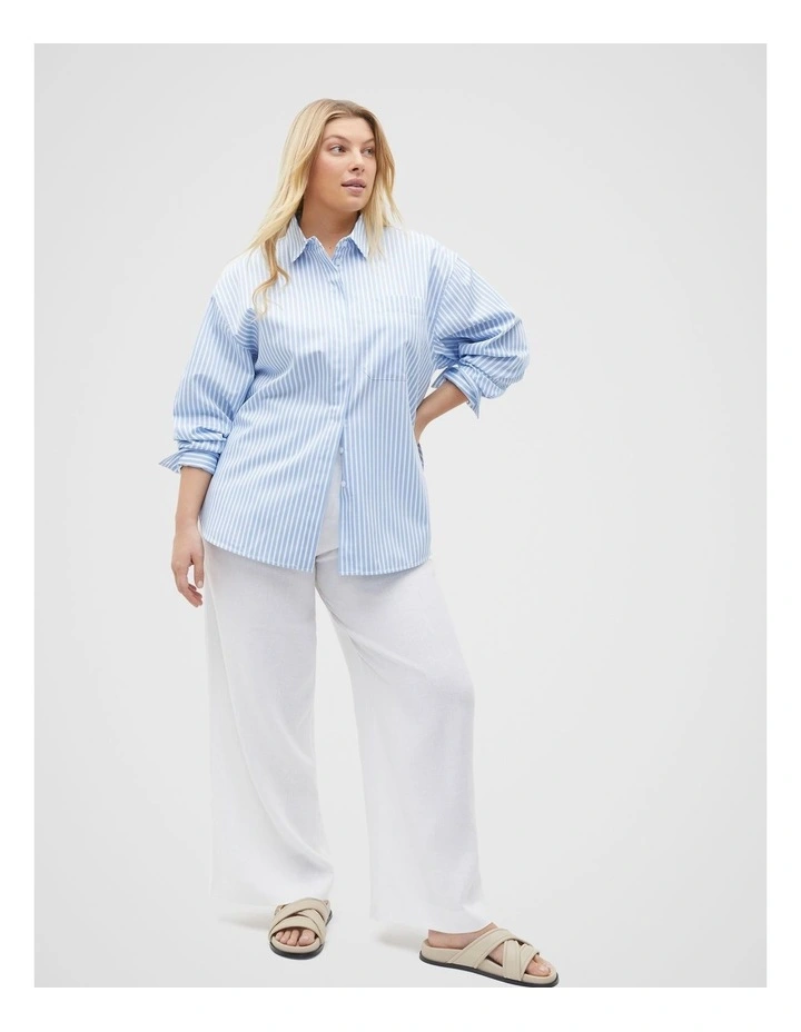 Cotton Stripe Shirt in Frost Blue Stripe image 5