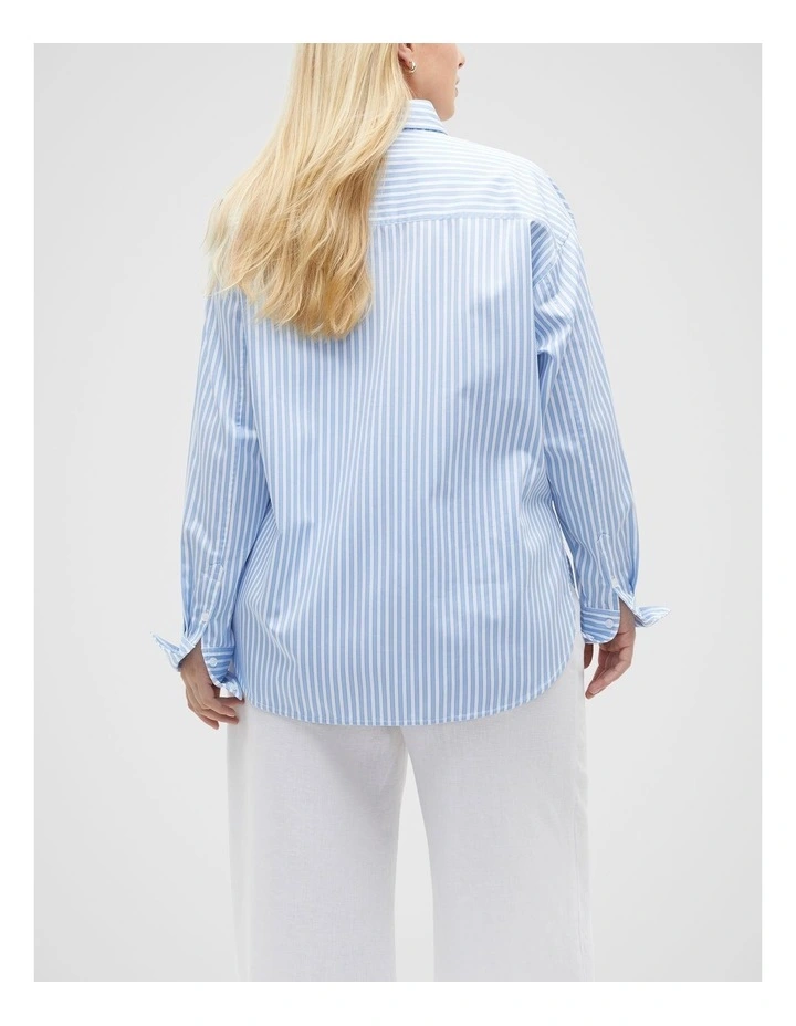 Cotton Stripe Shirt in Frost Blue Stripe image 6