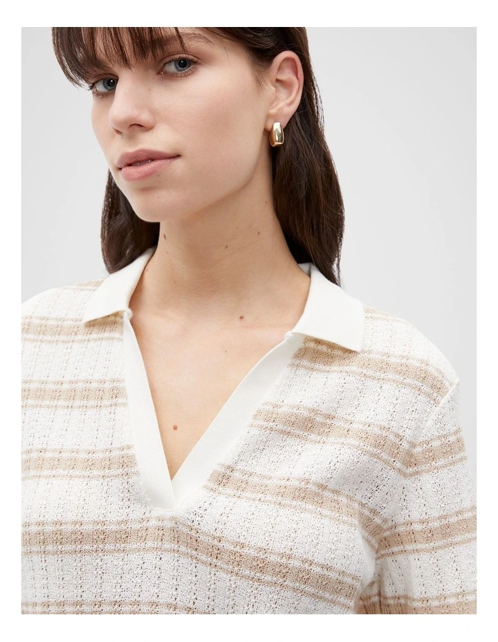 Variegated Stripe Polo in Cool Sand Stripe image 3