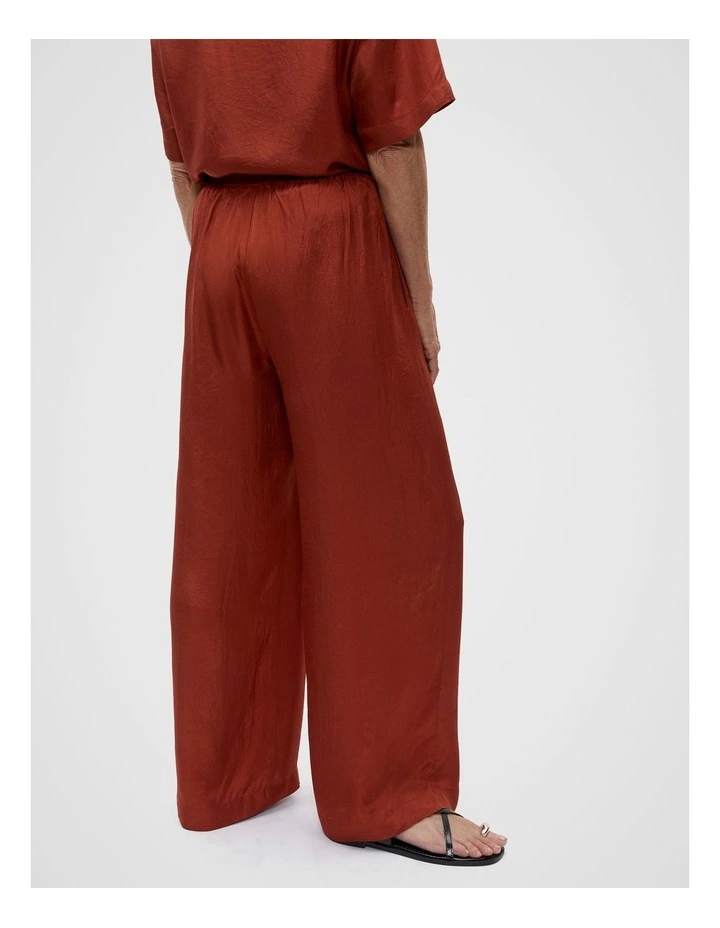 Textured Satin Pant in Russet image 2