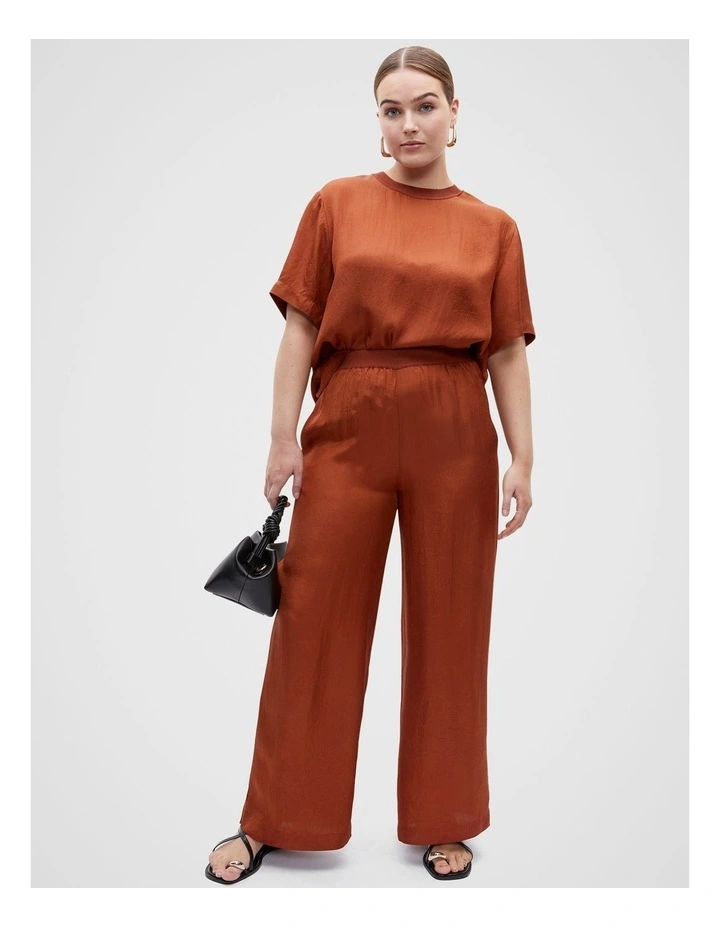 Textured Satin Pant in Russet image 5