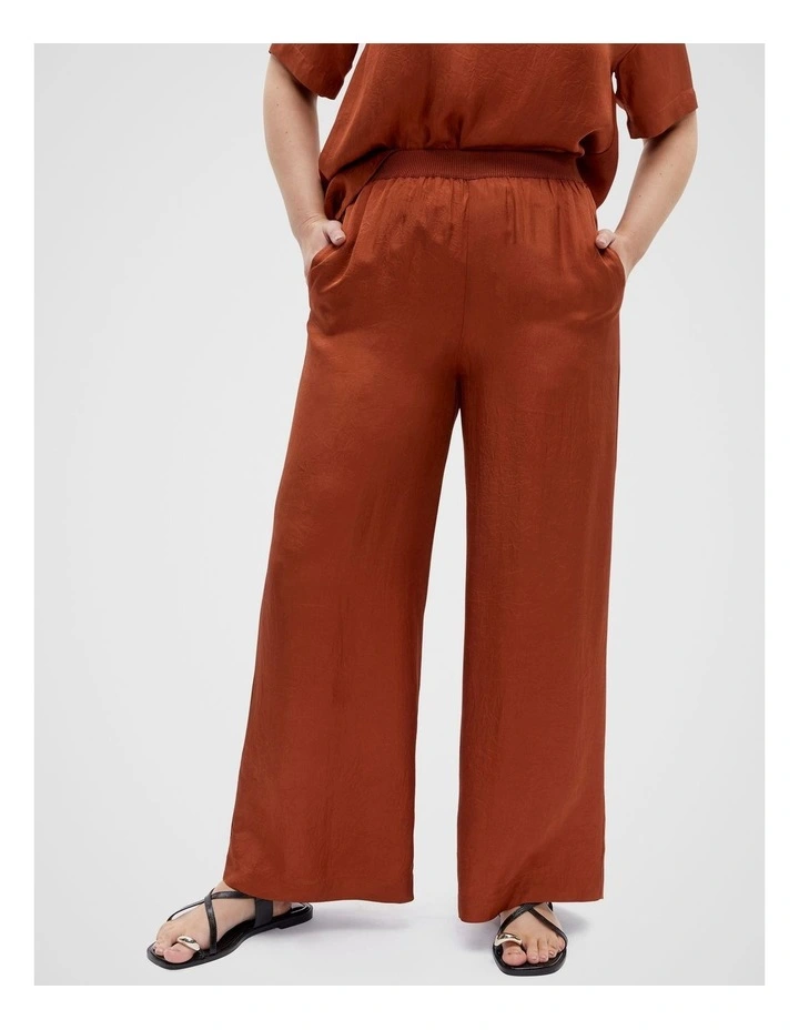 Textured Satin Pant in Russet image 6