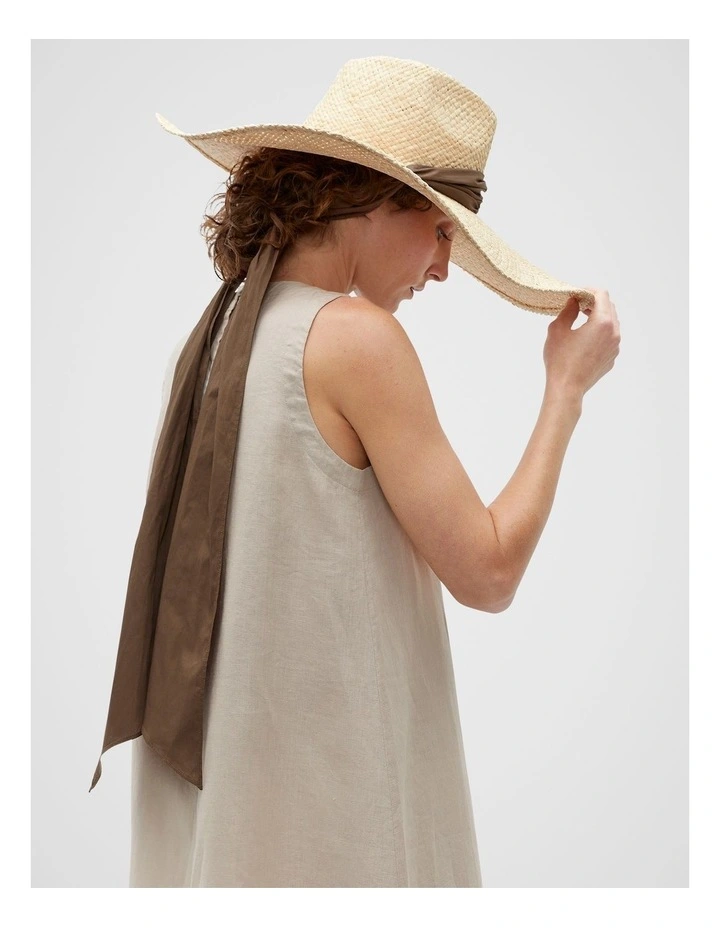 Wide Brim Scarf Hat in Natural image 1