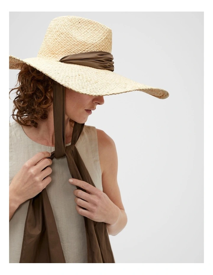 Wide Brim Scarf Hat in Natural image 2