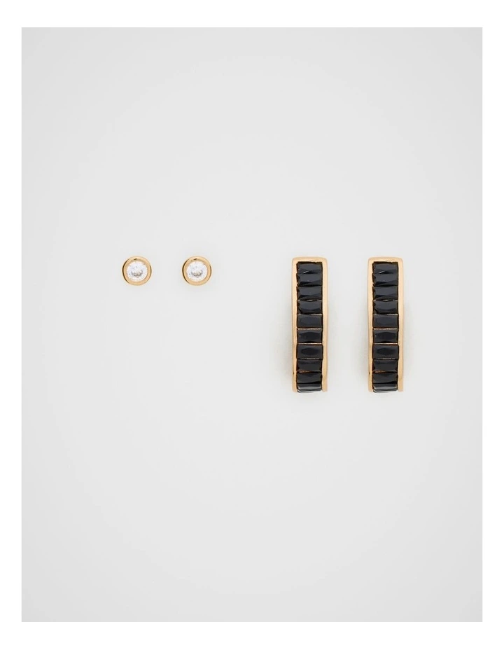 Baguette Earrings 2 Pack in Black Gold image 1