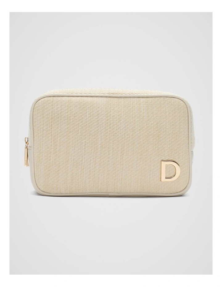 Initials D Make Up Bag in Beige image 1
