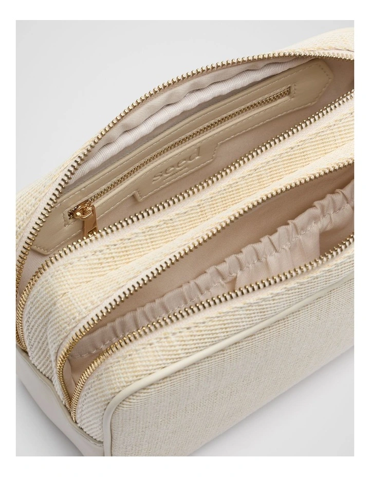 Initials D Make Up Bag in Beige image 3