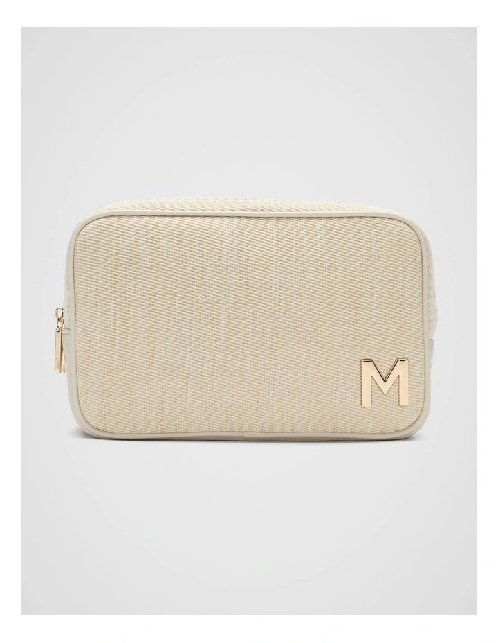 Initials M Make Up Bag in Beige image 1