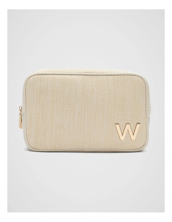 Initials W Make Up Bag in Beige image 1