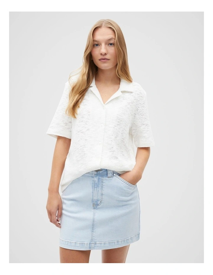 Textured Boucle Polo in Whisper White image 1