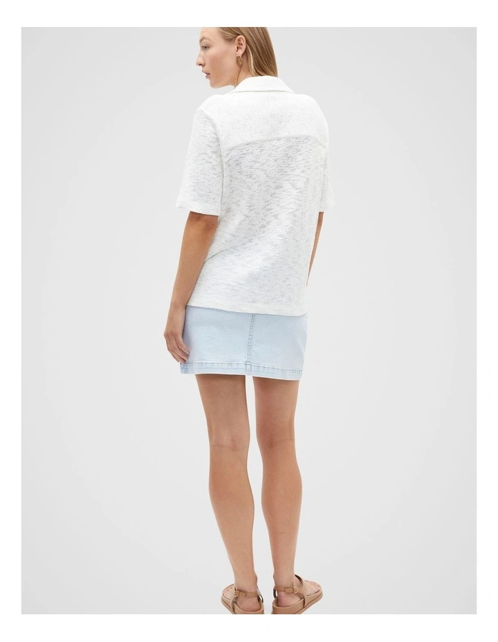Textured Boucle Polo in Whisper White image 2