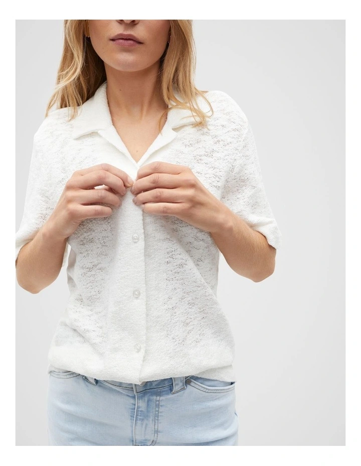Textured Boucle Polo in Whisper White image 3