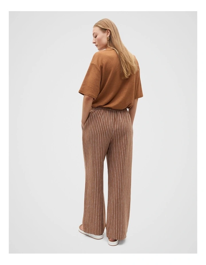 Core Linen Wide Leg Tie Pant in Cinnamon Spice Stripe image 2