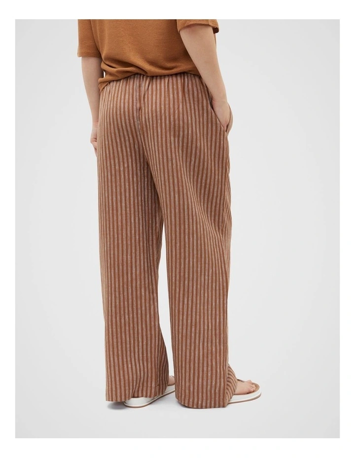 Core Linen Wide Leg Tie Pant in Cinnamon Spice Stripe image 6