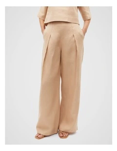 Linen Pleat Front Trouser in Nougat