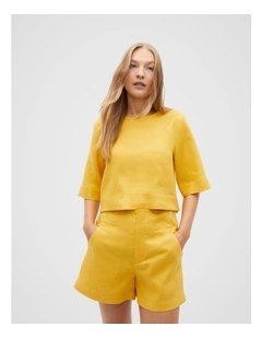 Linen Half Sleeve Top in Sundaze