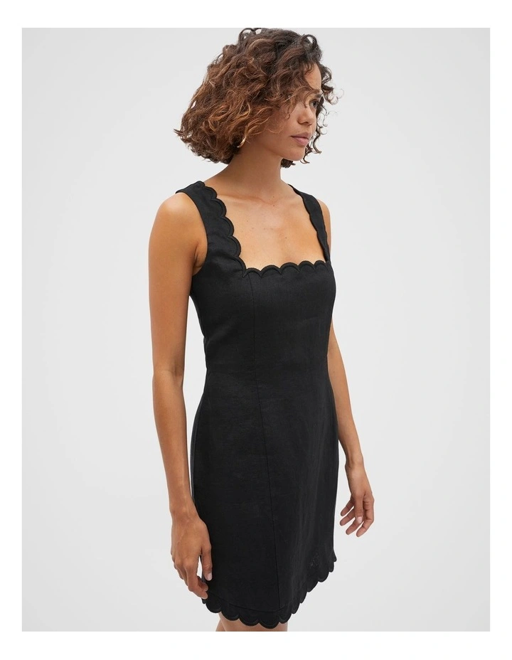 Scallop Mini Dress in Black image 1