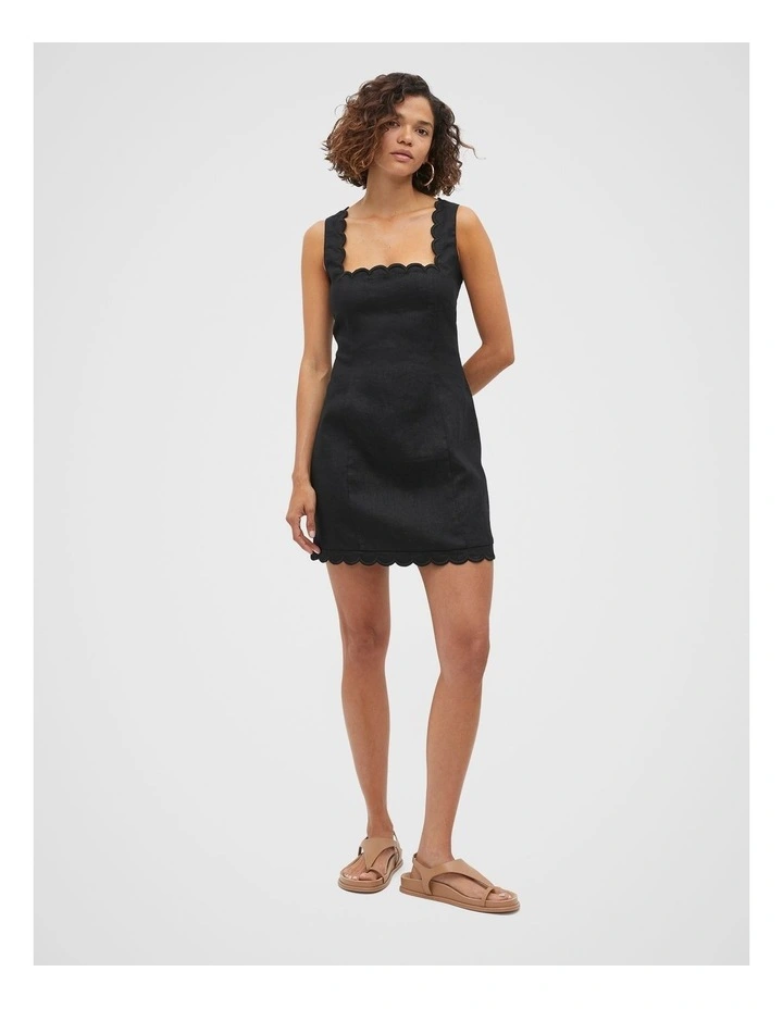 Scallop Mini Dress in Black image 4