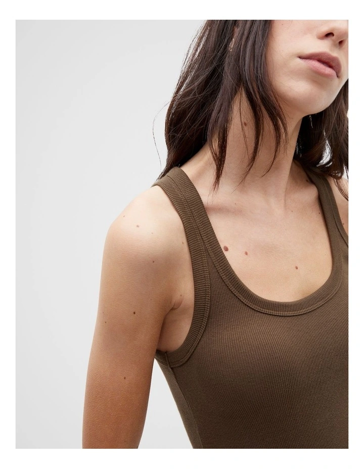 Australian Cotton Rib Tank in Dark Praline image 3