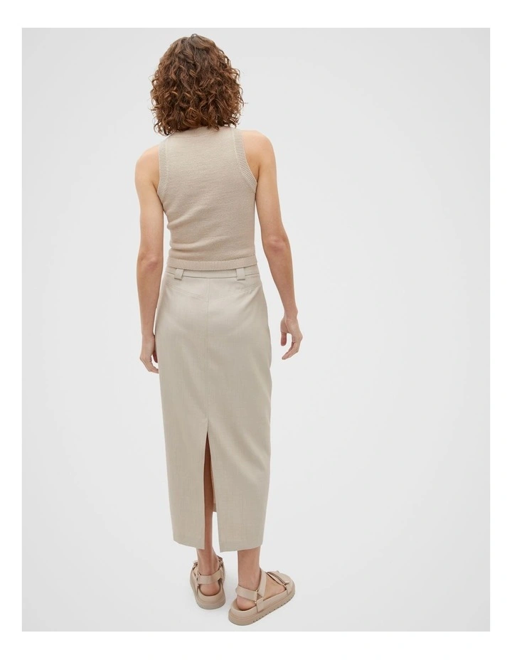 Cotton Knit Top in Beige image 2