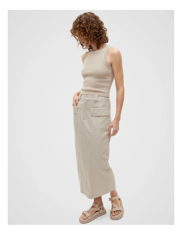 Cotton Knit Top in Beige image 3