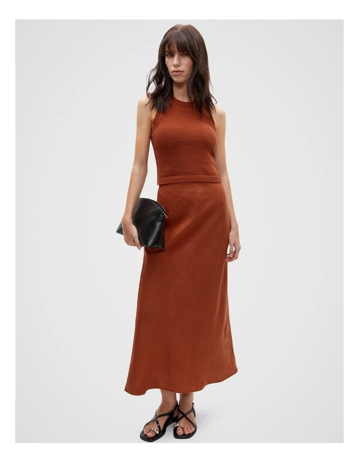 Core Linen Skirt in Brown image 4