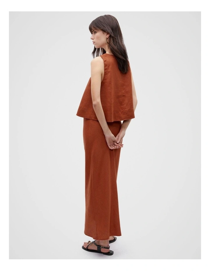 Core Linen Shell Top in Russet image 2