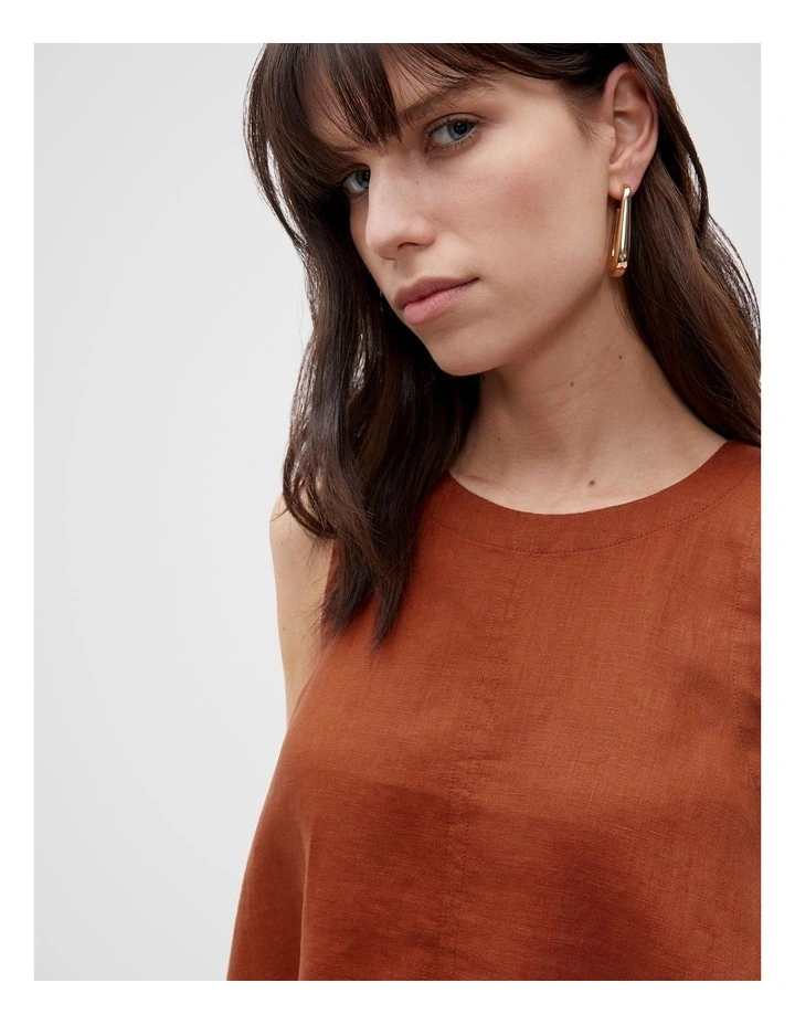 Core Linen Shell Top in Russet image 3