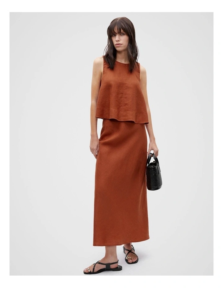 Core Linen Shell Top in Russet image 4