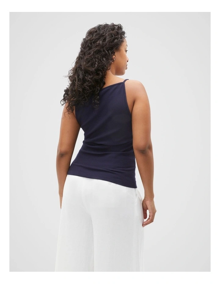 Square Neck Rib Tank in Blue image 6