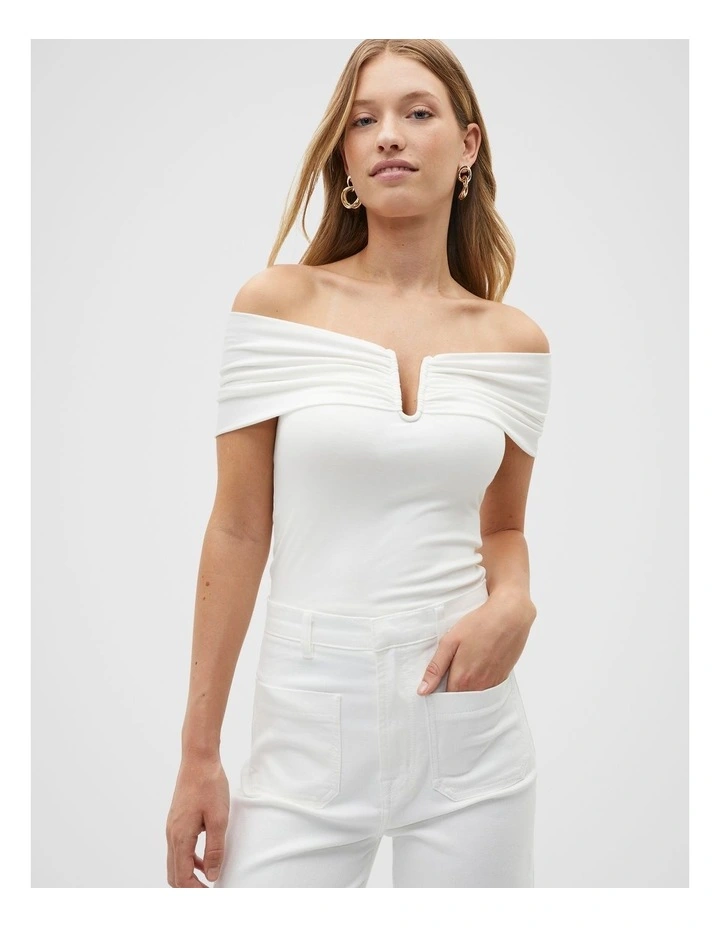 Off Shoulder Top in Whisper White image 1