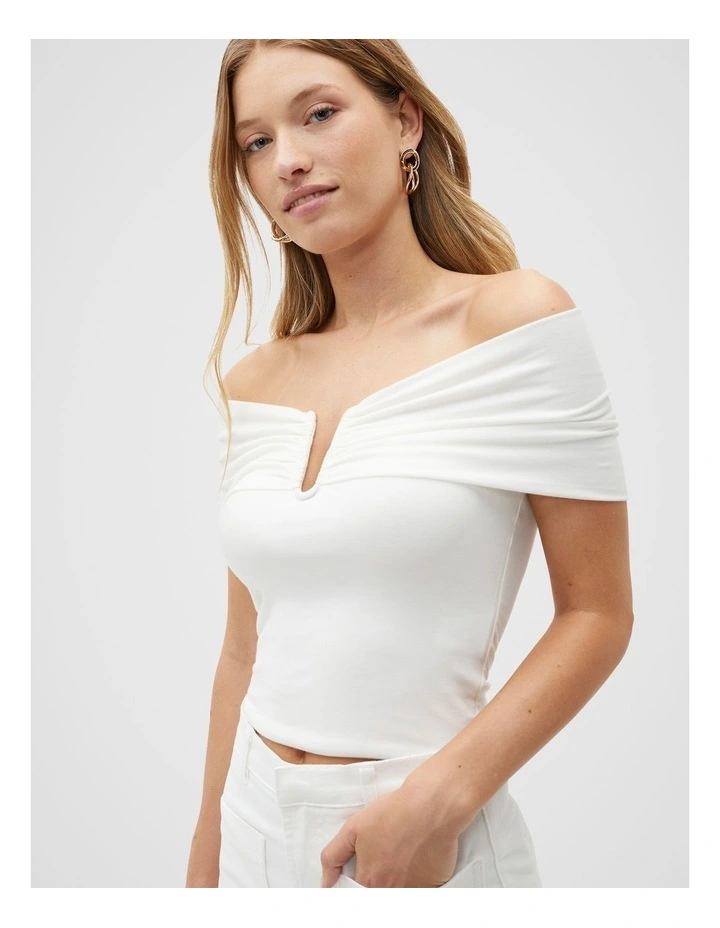 Off Shoulder Top in Whisper White image 4