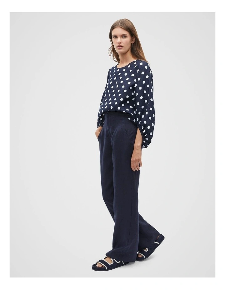 Core Linen Waisted Pant in Midnight image 3