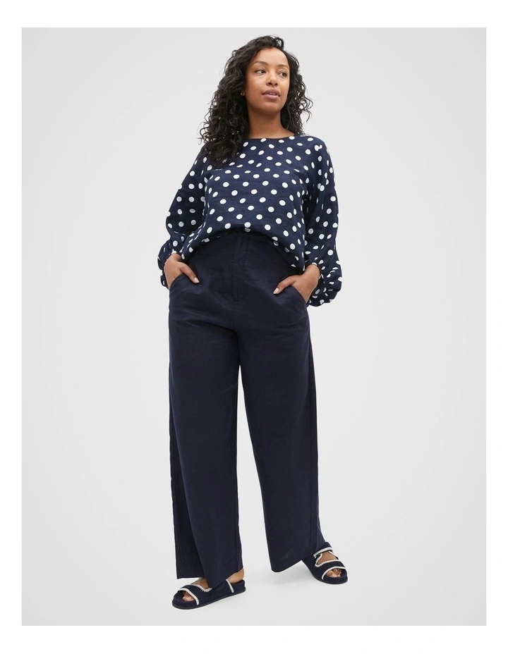 Core Linen Waisted Pant in Midnight image 7