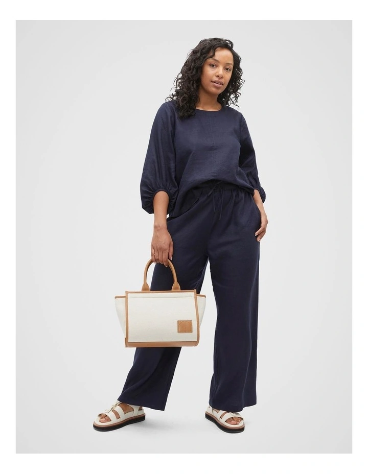 Core Linen Wide Leg Tie Pant in Midnight Sky image 7