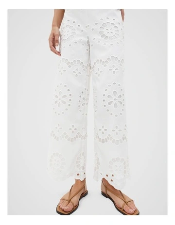 Scallop Broderie Pant in Whisper White