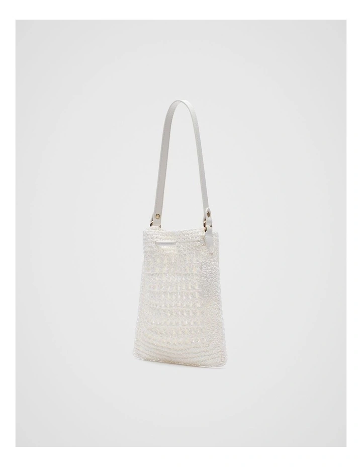 Crochet Shoulder Bag in White image 3