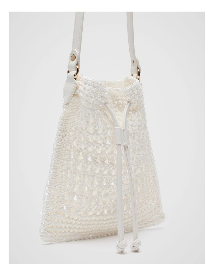 Crochet Shoulder Bag in White image 4