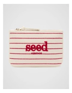 Zip Top Pouch in Strawberry Red Stripe