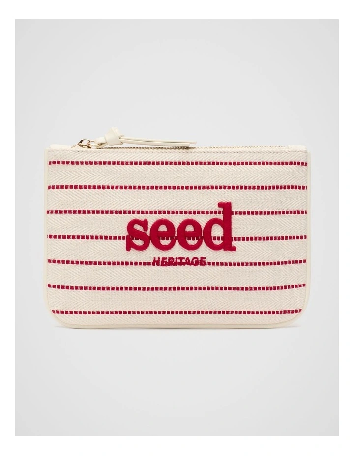 Zip Top Pouch in Strawberry Red Stripe image 1
