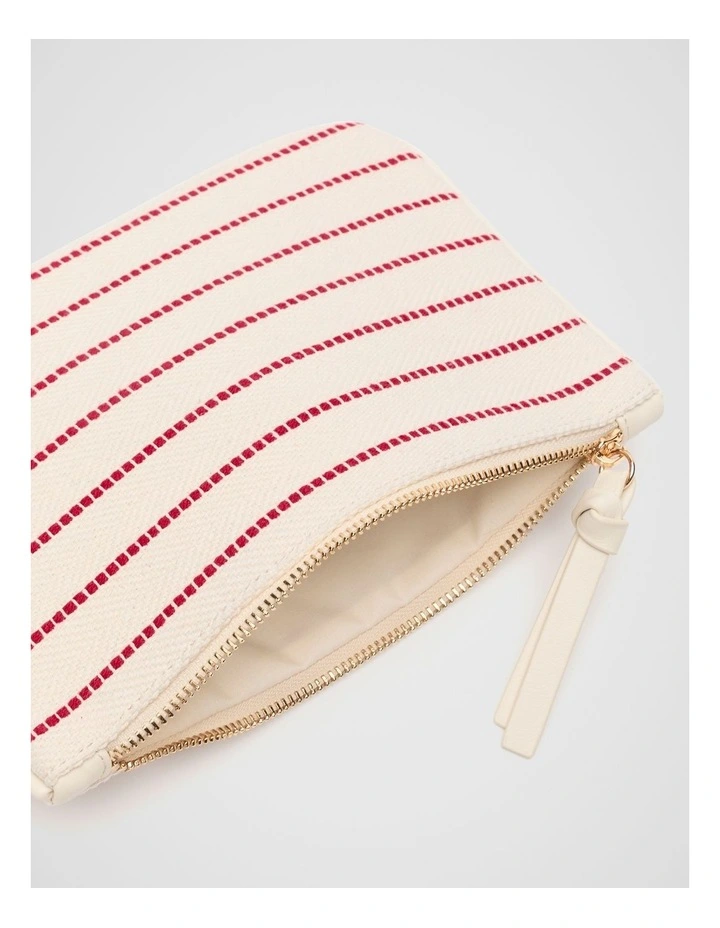 Zip Top Pouch in Strawberry Red Stripe image 2