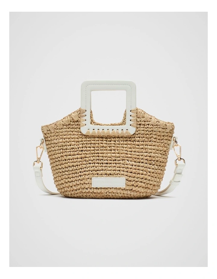 Mini Raffia Crossbody Bag in Beige image 1