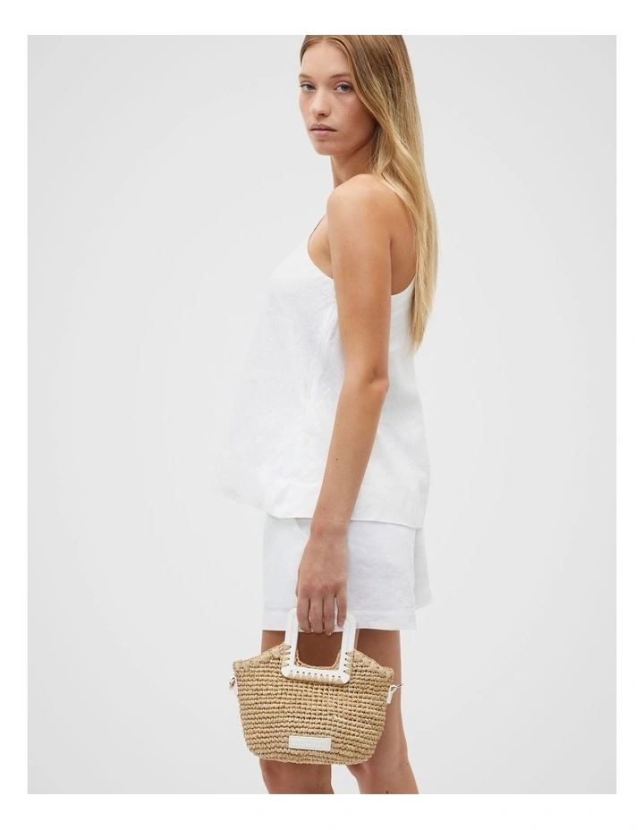 Mini Raffia Crossbody Bag in Beige image 2