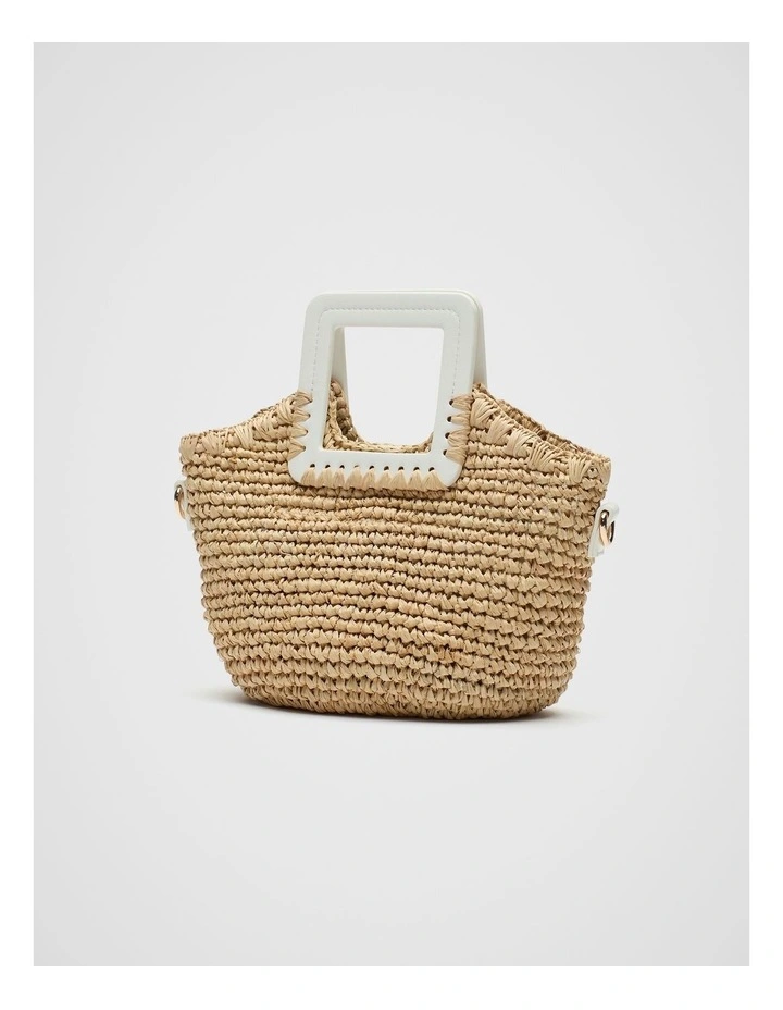 Mini Raffia Crossbody Bag in Beige image 3