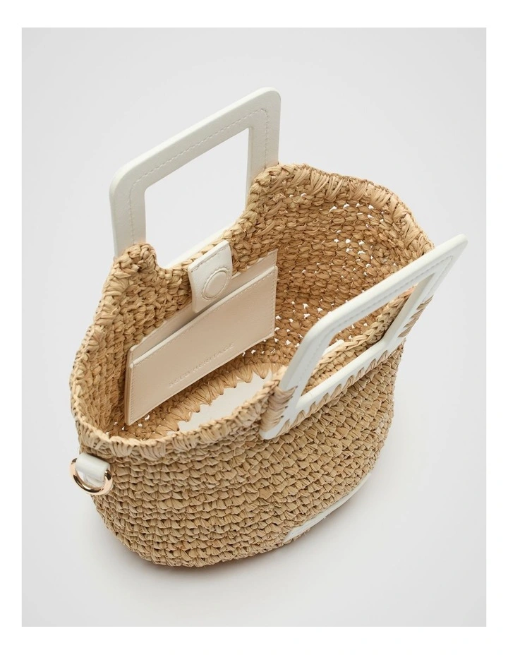 Mini Raffia Crossbody Bag in Beige image 5