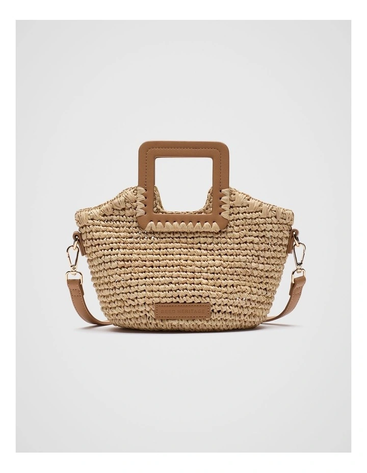 Mini Raffia Crossbody Bag in Caramel image 1